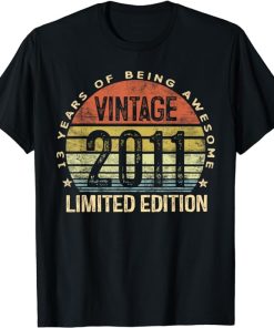 13 Year Old Gifts Vintage 2011 Limited Edition 13th Birthday T-Shirt