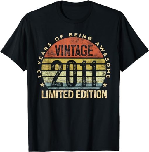 13 Year Old Gifts Vintage 2011 Limited Edition 13th Birthday T-Shirt