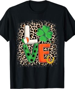 Love St. Patricks Day Shamrock Irish Leopard Print Women T-Shirt