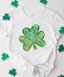 Cute St Patricks Four Leaf Clover Shirt,Watercolor St Patrick Tshirt