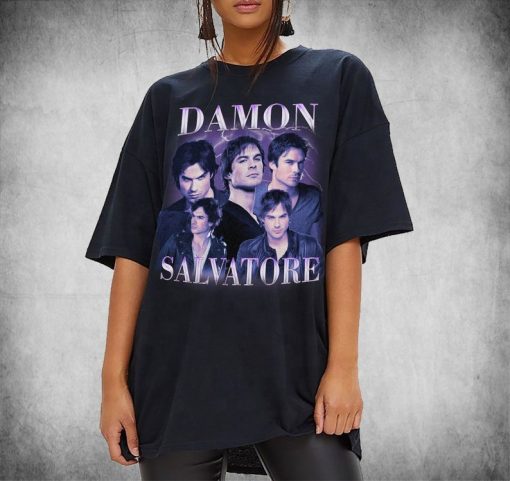 Limited Damon Salvatore Shirt Vintage horror Team Damon T shirt 90s