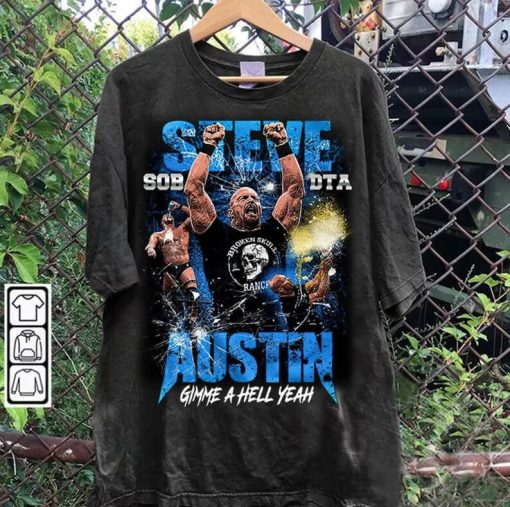 Vintage 90s Graphic Style Steve Austin T-Shirt - Steve Austin T-Shirt - American Professional Wrestler Tee For Man and