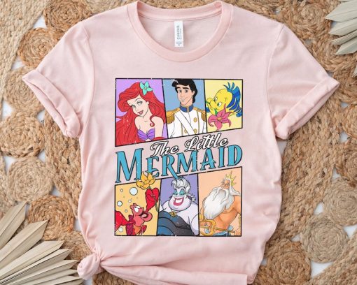 Retro The Little Mermaid Ariel Ursula Eric Prince Disney T-shirt