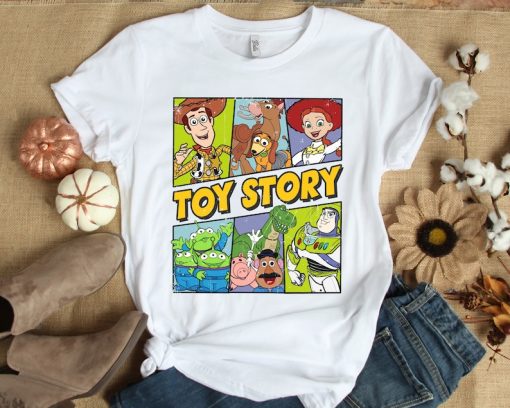 Retro Disney Pixar Toy Story Characters Buzz Woody Aliens T-shirt