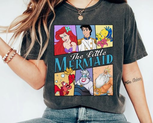 Retro The Little Mermaid Ariel Ursula Eric Prince Disney T-shirt