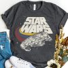 Retro Disney Star Wars Millennium Falcon Ship Three Stripes Shirt