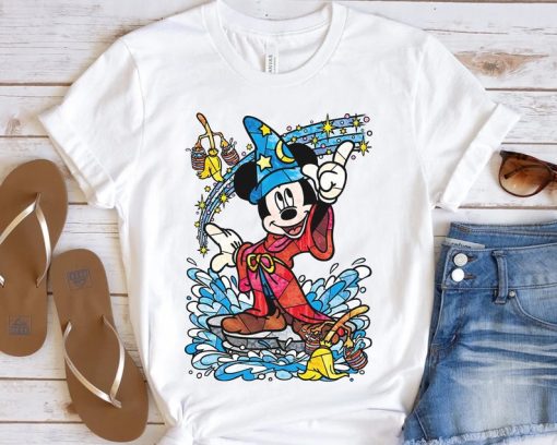 Disney Fantasia Sorcerer Mickey Mouse Magic Wizard Retro Shirt