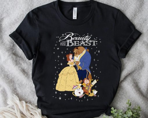 Retro Disney Beauty And The Beast Classic Title Logo Portrait Shirt