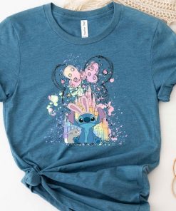 Disney Stitch & Bunny Watercolor Castle Shirt, Disney Stitch Shirt