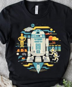 Star Wars Droids R2-D2 C-3PO Circle Collage Retro Shirt