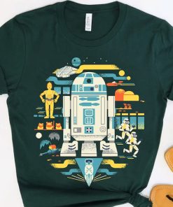 Star Wars Droids R2-D2 C-3PO Circle Collage Retro Shirt