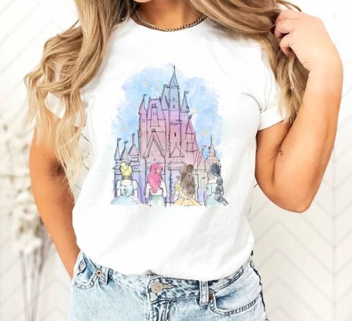 Disney Princess Shirt, Watercolor Castle Disney Tee, Disney Girls Trip