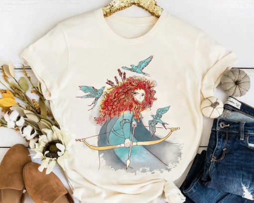 Disney Brave Merida Princess Watercolor Sketch Portrait Shirt