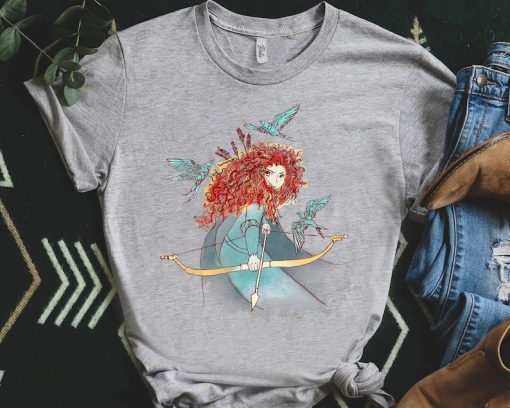 Disney Brave Merida Princess Watercolor Sketch Portrait Shirt