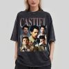 Castiel Vintage Washed T-Shirt,Actor Homage Graphic Unisex Long Sleeve