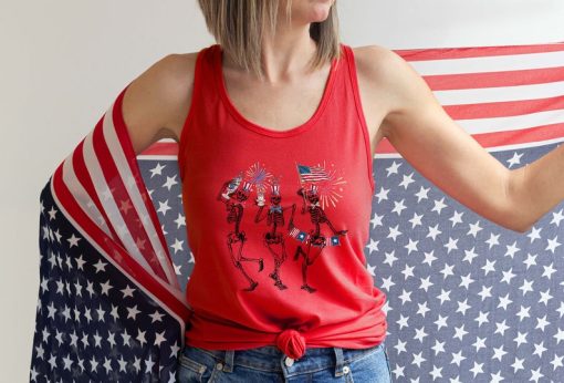 4th of July Skellies, 4th of July Shirts, Dancing Skeleton Shirt