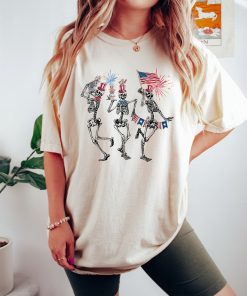 4th of July Skellies, 4th of July Shirts, Dancing Skeleton Shirt