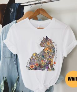 Cat Mom Shirt Floral Cat Shirt Purr Shirt Cat Mom Floral Cat Tee Cat