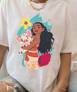 Disney Princess Cute Moana And Pua Pig Portrait Shirt