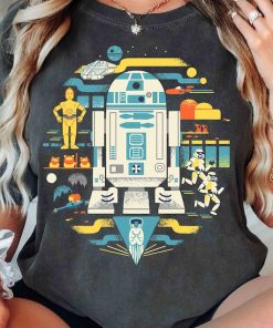 Star Wars Droids R2-D2 C-3PO Circle Collage Retro Shirt