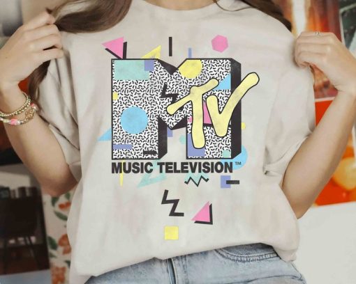 Music Television MTV Retro 90's Shape Design Logo Graphic Shirt