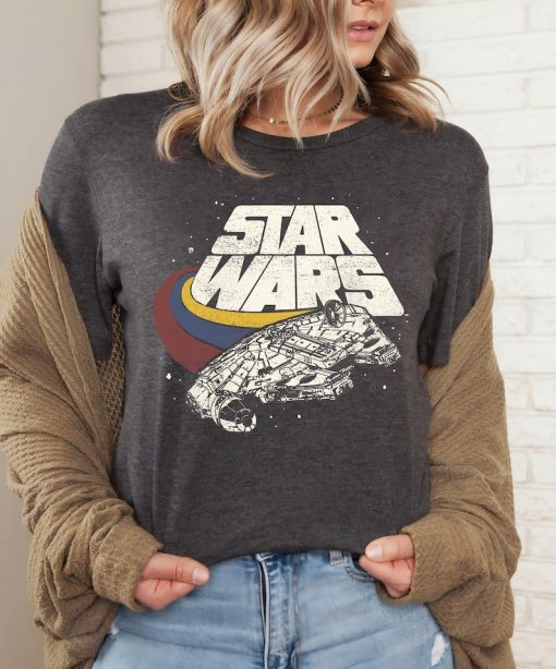 Star Wars Falcon Ship Three Stripes Graphic T-Shirt