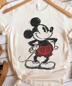 Cute Disney Mickey Mouse Pose Classic Sketch Shirt