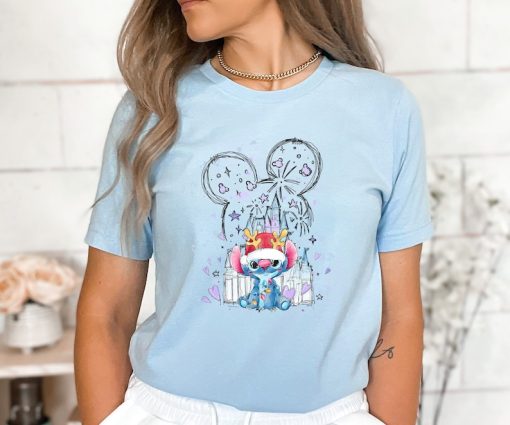 Stitch Christmas Shirt, Disney Castle Christmas Shirt