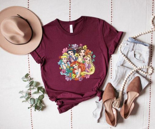 Vintage Floral Disney Princess Shirt, Disney Princess Shirt