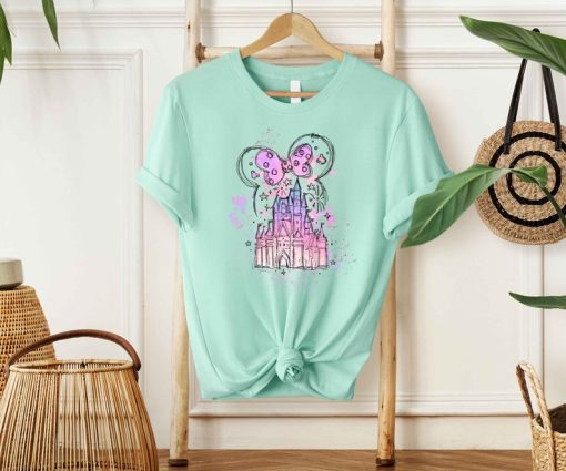 Disney Watercolor Castle T-Shirt, Mickey ears castle Shirt