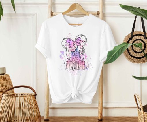 Disney Watercolor Castle T-Shirt, Mickey ears castle Shirt