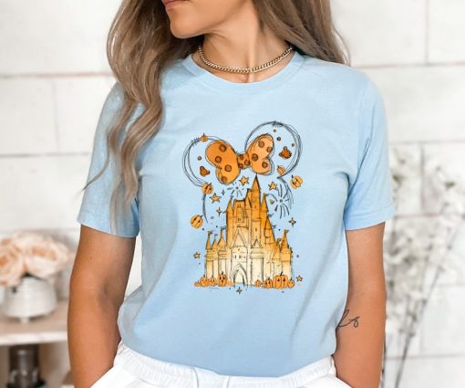 Fall Watercolor Castle and Minnie Pumpkins Shirt, Disney Fall Shirt