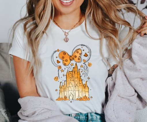 Fall Watercolor Castle and Minnie Pumpkins Shirt, Disney Fall Shirt