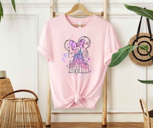 Disney Watercolor Castle T-Shirt, Mickey ears castle Shirt