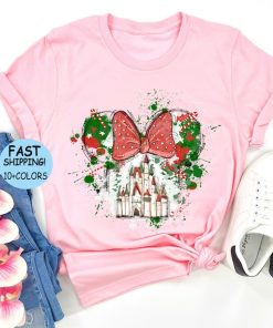 Christmas Minnie Watercolor Castle Shirt, Disney Christmas gift