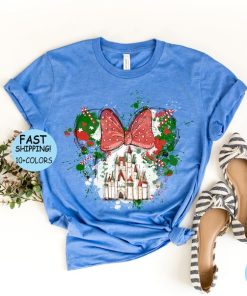 Christmas Minnie Watercolor Castle Shirt, Disney Christmas gift