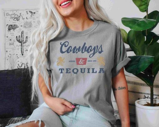 Comfort Colors® Cowboys and Tequila, Trendy Tshirt. Oversized Tshirt