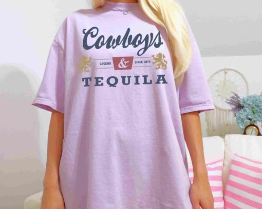 Comfort Colors® Cowboys and Tequila, Trendy Tshirt. Oversized Tshirt