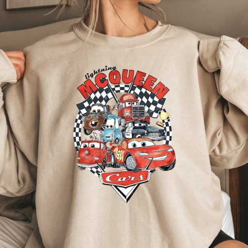 Retro Lightning Mcqueen Sweatshirt, Vintage Disney Cars Hoodie