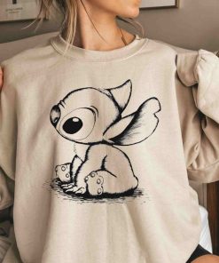 Disney Stitch Sketch Portrait Sweatshirt, Cute Lilo and Stitch Hoodie