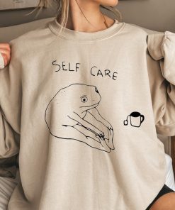 Funny Frog Self Care Sweatshirt Funny Frog Self Care Retro Hoodie