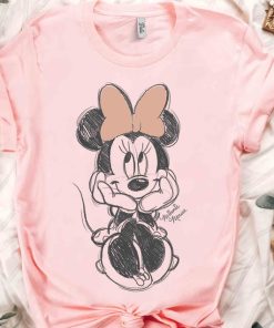 Disney Minnie Mouse Classic Sketch Cute Vintage Portrait T-Shirt