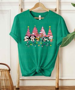 Vintage Mickey And Friends Pink Christmas Tree Shirt