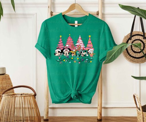 Vintage Mickey And Friends Pink Christmas Tree Shirt