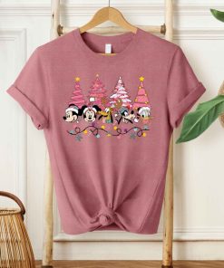 Vintage Mickey And Friends Pink Christmas Tree Shirt