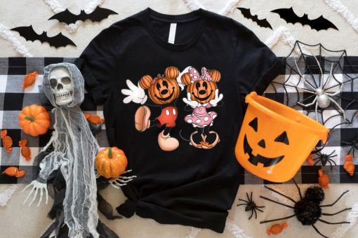 Mickey and Minnie Halloween Couple Tee, Mickey Pumpkin Shirt