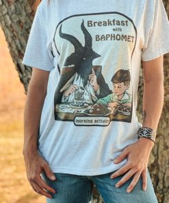 Breakfast with Baphomet Dark Humor Tee, Funny Occult Fall Shirt