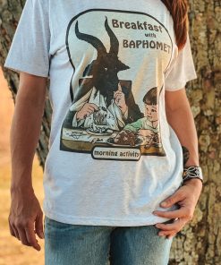 Breakfast with Baphomet Dark Humor Tee, Funny Occult Fall Shirt