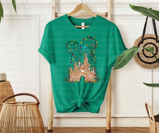 Disney Mickey Gingerbread Castle Shirt, Christmas lights Castle Shirt