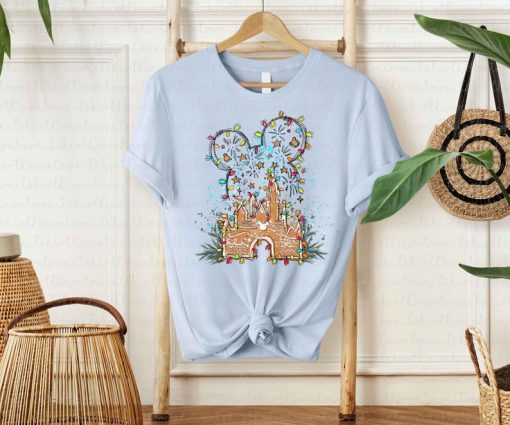 Disney Mickey Gingerbread Castle Shirt, Christmas lights Castle Shirt